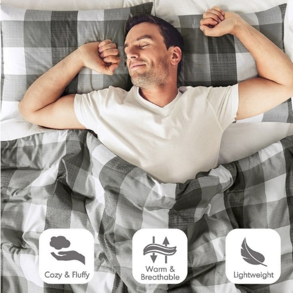 Design-3PC Jonah Plaid Check Print Comforter Set (King size/Blue) - Picture 3 of 10